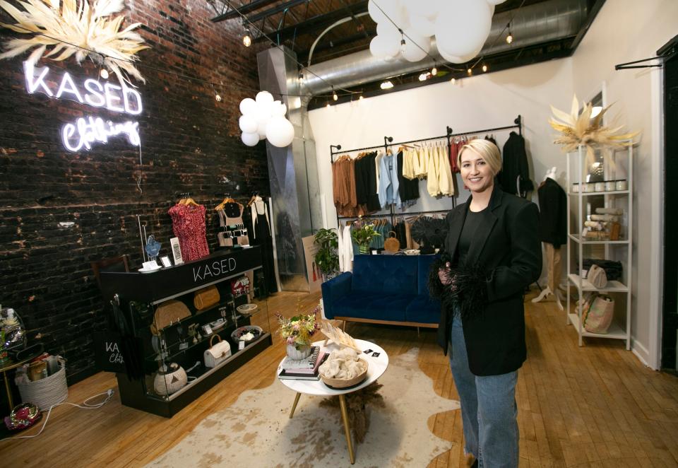 Kased Clothing is an Asbury Park-based business that provides women's clothing for its customers. Owner Kristina Panettiere is shown with a variety of items the establishment offers. Asbury Park, NJMonday, March 13, 2023