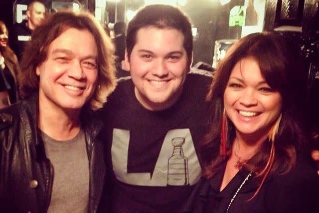 <p>wolf van halen/ Instagram</p> Wolfgang Van Halen, Eddie Van Halen, and Valerie Bertinelli