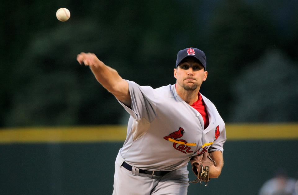 Starting pitcher Adam Wainwright #50 of the St. Louis Cardinals is an intriguing MLB DFS play