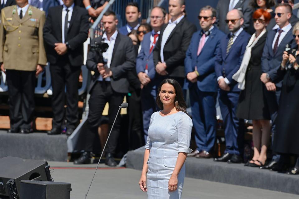 Novak at her inauguration ceremony in Budapest (EPA)