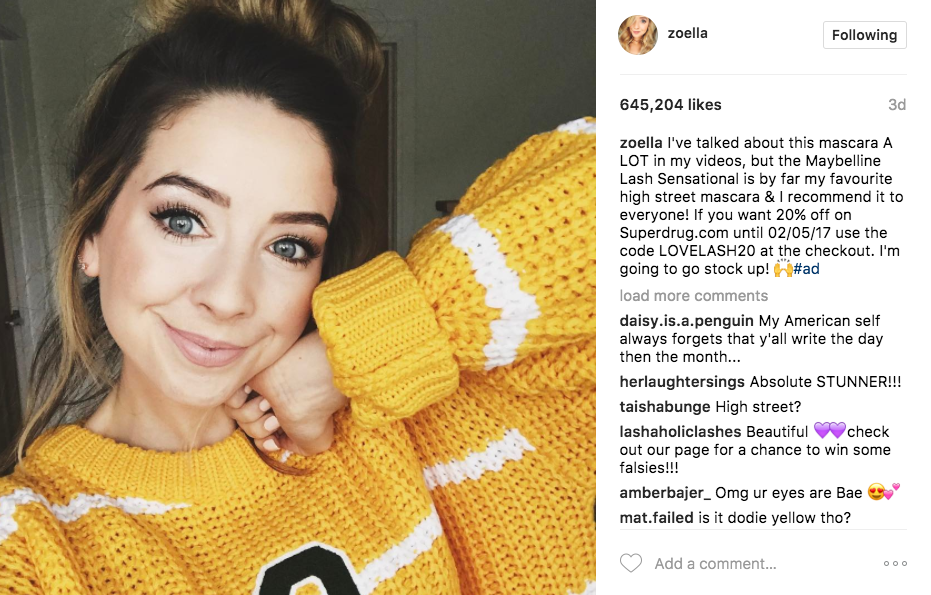 Zoella, la Youtubeuse beauté la plus influente