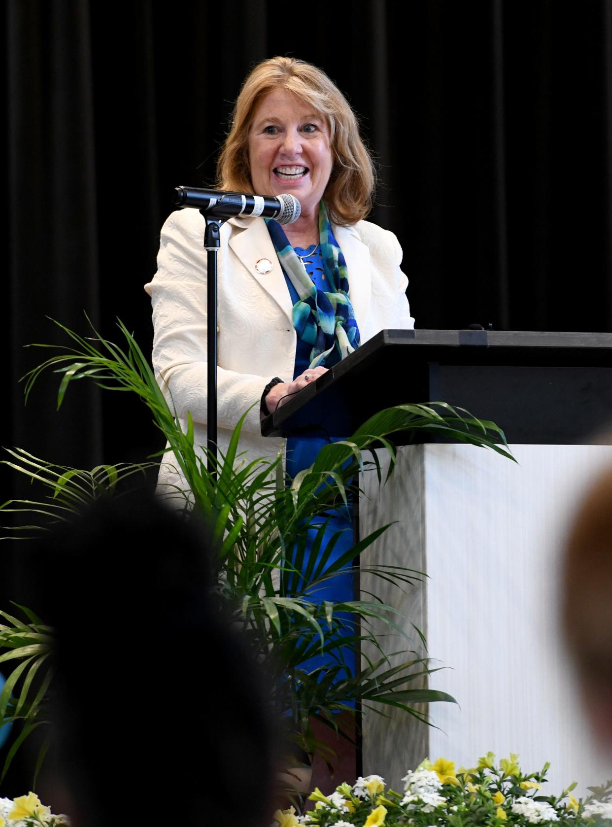 Md. State Senator Mary Beth Carozza speaks at Beaver Run Elementary School rededication ceremony Thursday, May 11, 2023, in Salisbury, Maryland.