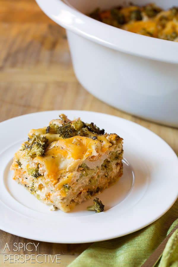 Chicken Broccoli Slow Cooker Lasagna