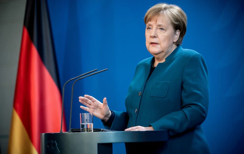 FILE PHOTO: German Chancellor Angela Merkel statement on the spread of the new coronavirus disease (COVID-19) in Berlin