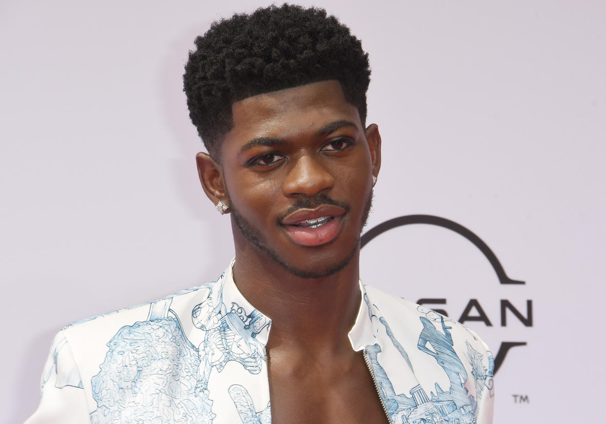 Lil Nas X arrives at the BET Awards 2021 held at the Microsoft Theater in Los Angeles, CA on Sunday, ?June 27, 2021. (Photo By Sthanlee B. Mirador/Sipa USA)