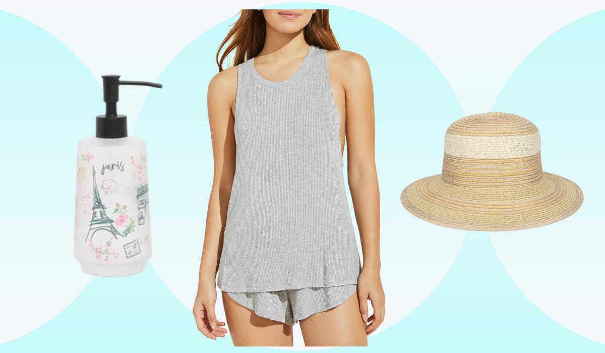 soap dispenser, tank top, hat