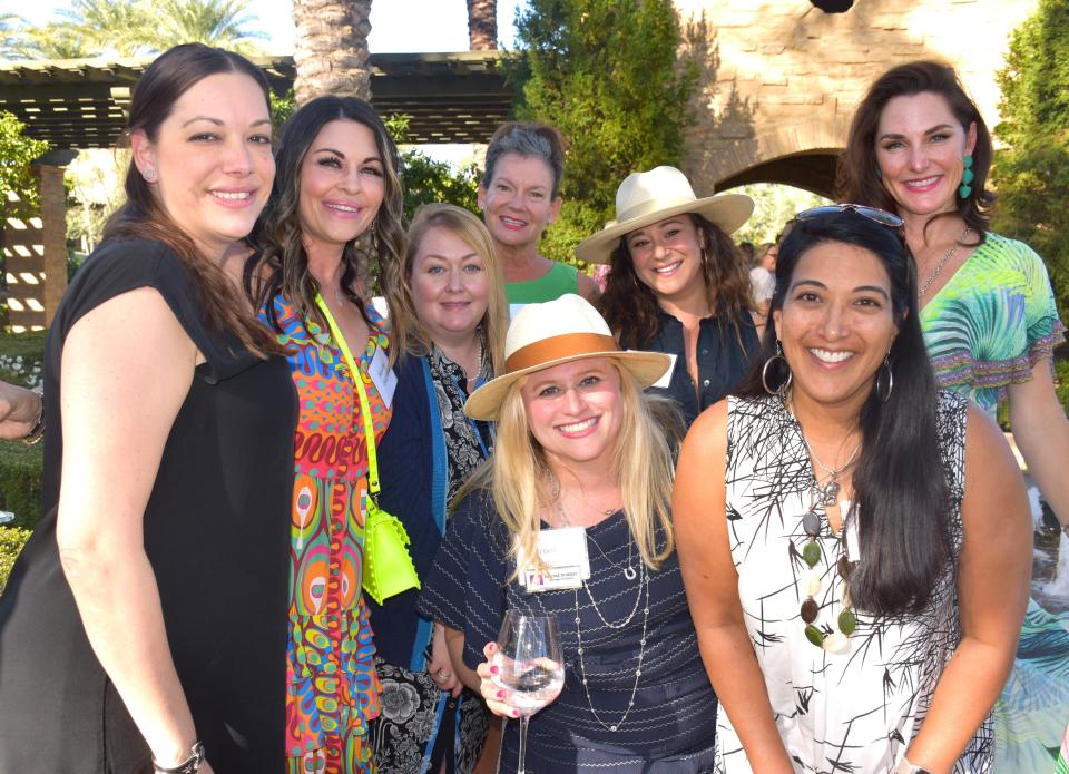 Rachel Harrington, Maurae Quigley, Jennifer Ajer, Bernadette Greenwood, Laura Kelly, Krysta Coyle, Noon Kampani and Brooke Stuessy are all smiles at the Muses & Patroness Circle of the McCallum Theatre Annual Membership Tea & Meeting on Nov. 6, 2023.