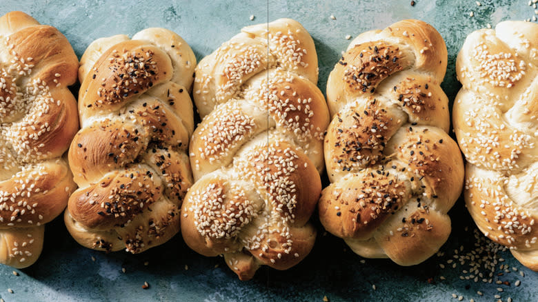 challah loaves with sesame seeds