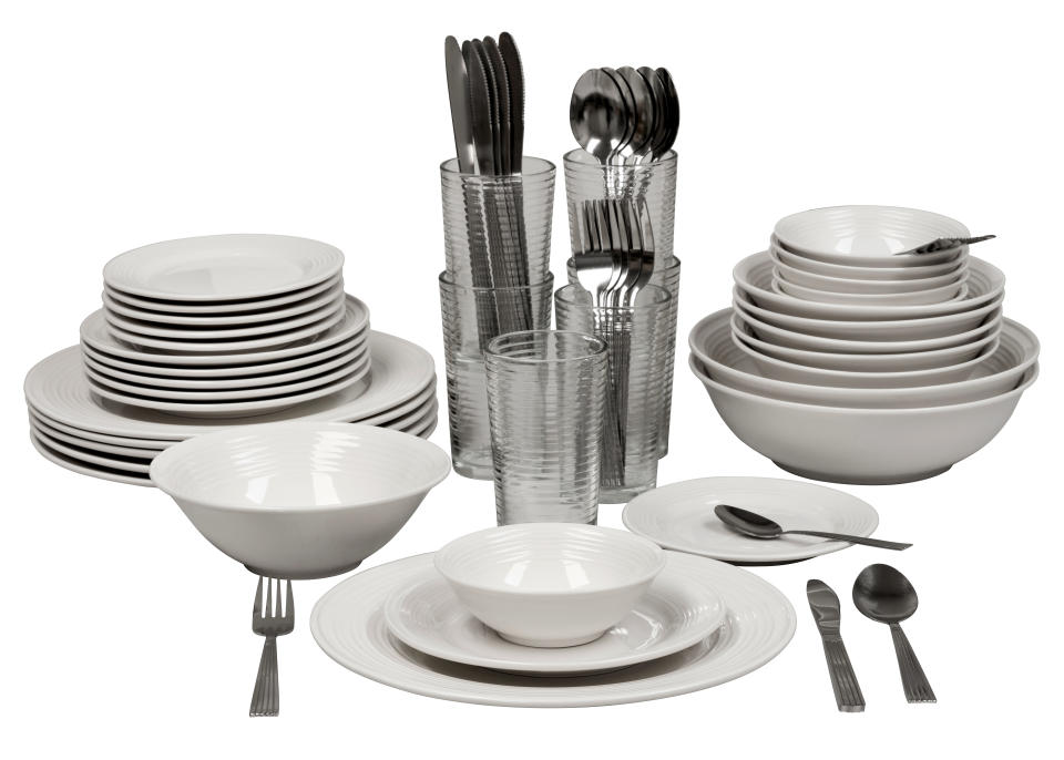 Ten Strawberry Street Nova White Round 62-Piece Dinnerware Set. (Photo: Walmart)