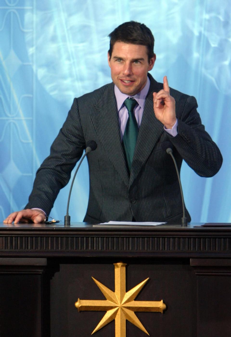 <div class="inline-image__caption"><p>Tom Cruise speaks during the inauguration of the Church of Scientology in Madrid, Spain, on Sept. 18, 2004. </p></div> <div class="inline-image__credit">Pierre-Philippe Marcou/AFP/Getty</div>