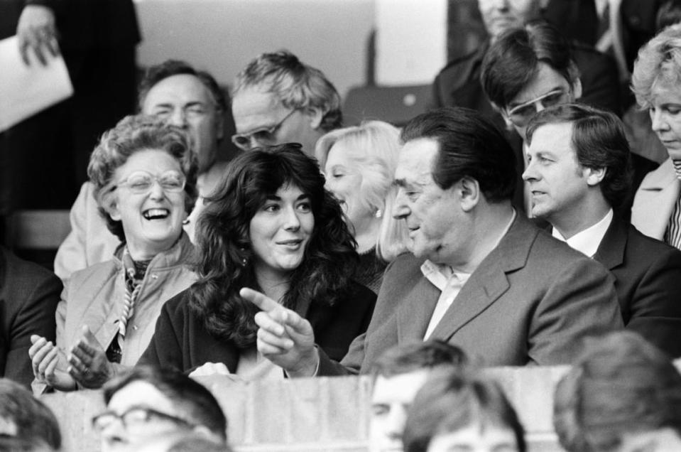 <div class="inline-image__caption"><p>Robert Maxwell and his daughter Ghislaine watch the Oxford v Brighton football match, October 13, 1984.</p></div> <div class="inline-image__credit">Staff/Mirrorpix/Getty</div>