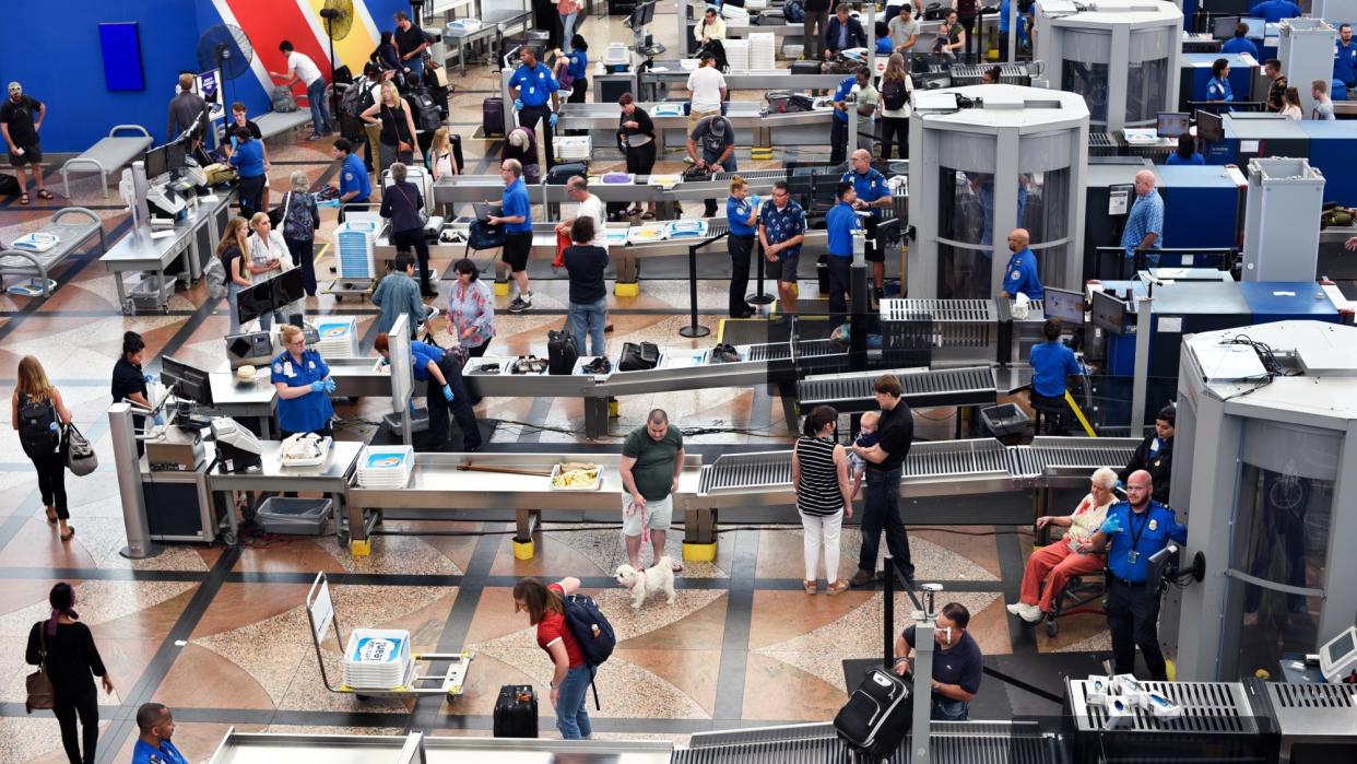  Denver airport security line. 