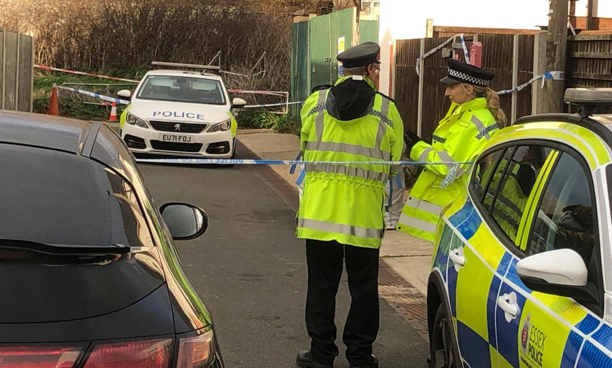 <span>Police at the scene of the attack in Jaywick, Essex, on Sunday.</span><span>Photograph: Gwyn Wright/PA</span>