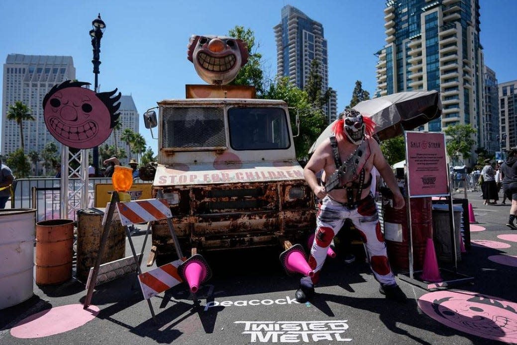 The character "Sweet Tooth" from the TV series "Twisted Metal" brought ice cream treats last year to Des Moines.