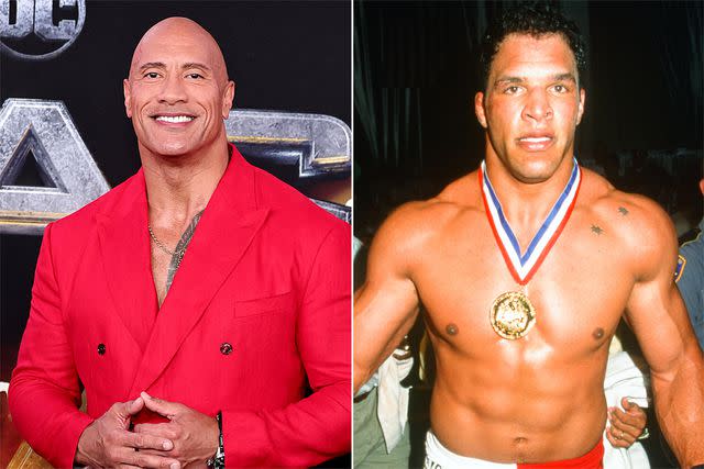 <p>Jamie McCarthy/Getty Images; Zuffa LLC via Getty Images</p> Dwayne "The Rock" Johnson, Mark Kerr