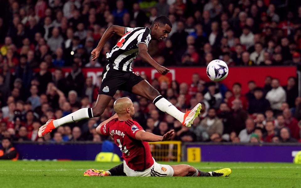 Sofyan Amrabat slides in to block Alexander Isak's shot