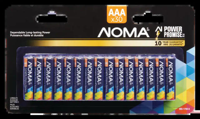 NOMA 30-pk AAA Alkaline Batteries, Long Lasting, All Purpose