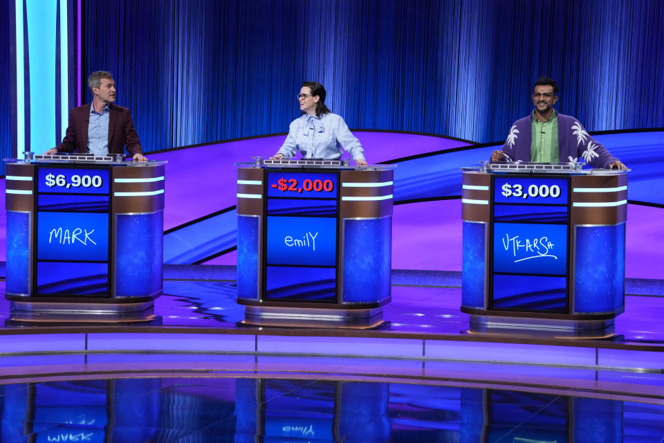 Mark Duplass, Emily Hampshire and Utkarsh Ambudkar compete for their favorite charities on Celebrity Jeopardy!.