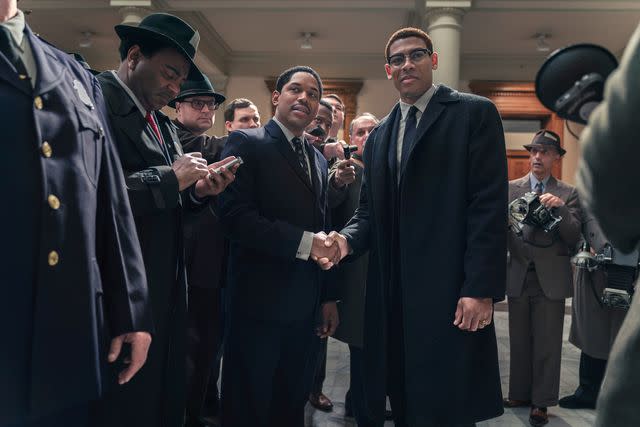 <p>National Geographic/Richard DuCree</p> (Left to right:). Kelvin Harrison Jr. and Aaron Pierre in "Genius: MLK/X"