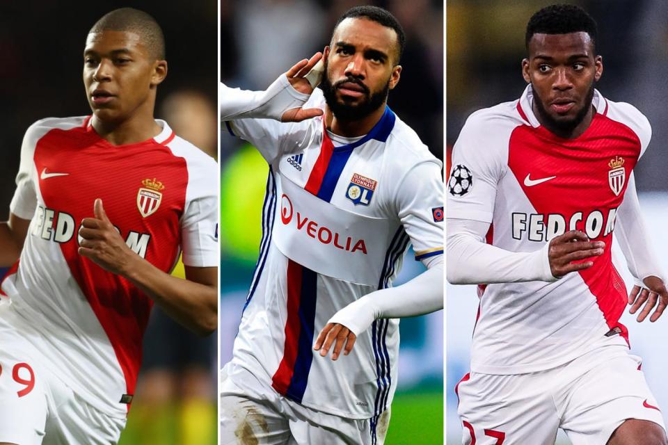 Wanted | Lyon striker Alexandre Lacazette (center) and Monaco duo Kylian Mbappe (left) and Thomas Lemar (right) Photo: Getty Images