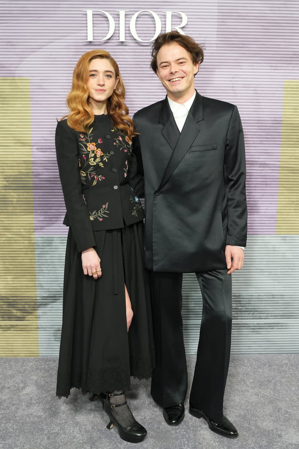 Natalia Dyer and Charlie Heaton attend the 2023 Brooklyn Artists Ball made possible by Dior at Brooklyn Museum on April 25, 2023 in Brooklyn, New York.