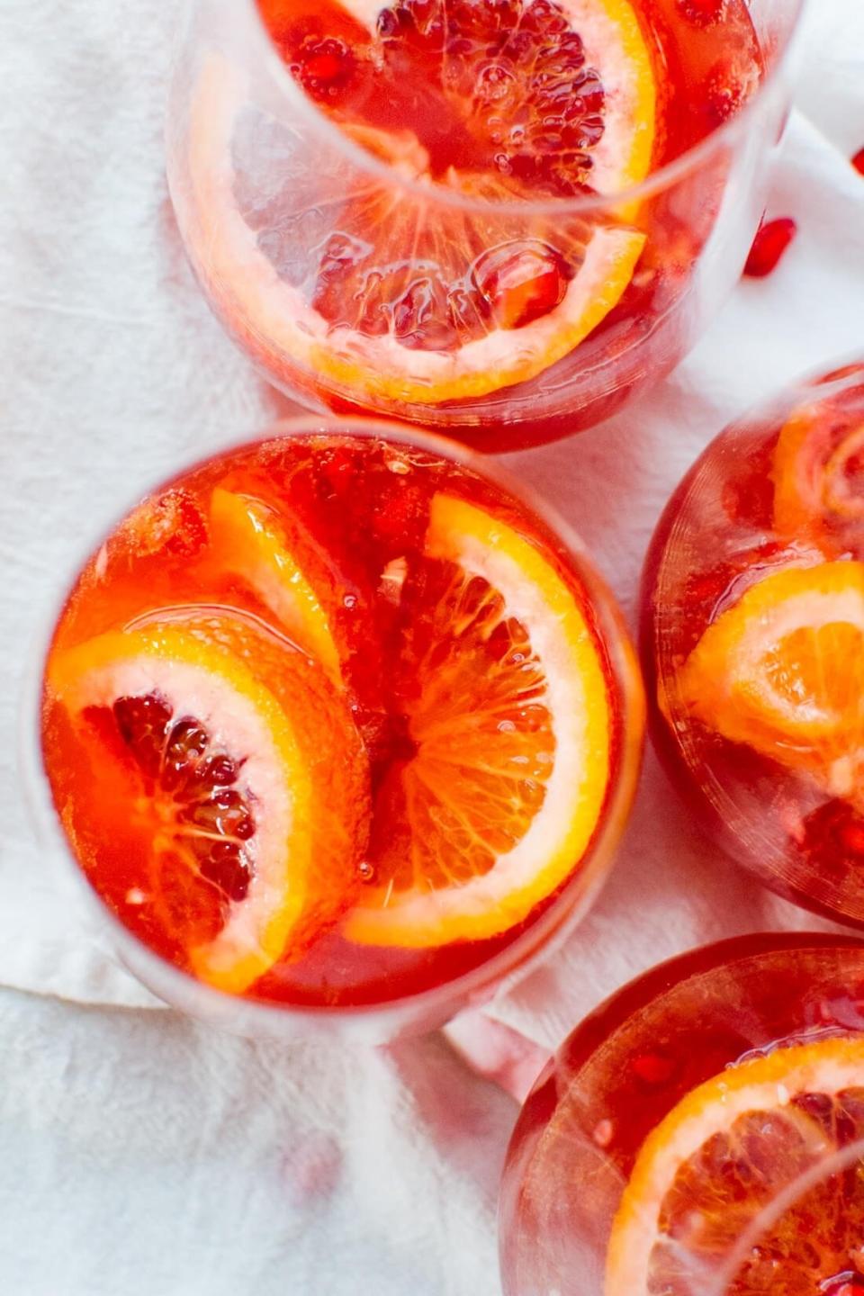 Glasses of sparkling pomegranate sangria