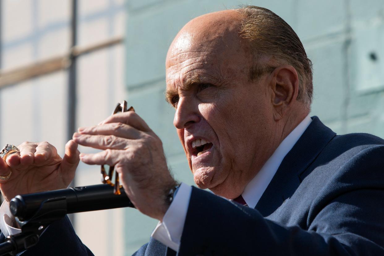 Rudy Giuliani at the Four Seasons Total Landscaping press conference (REUTERS)