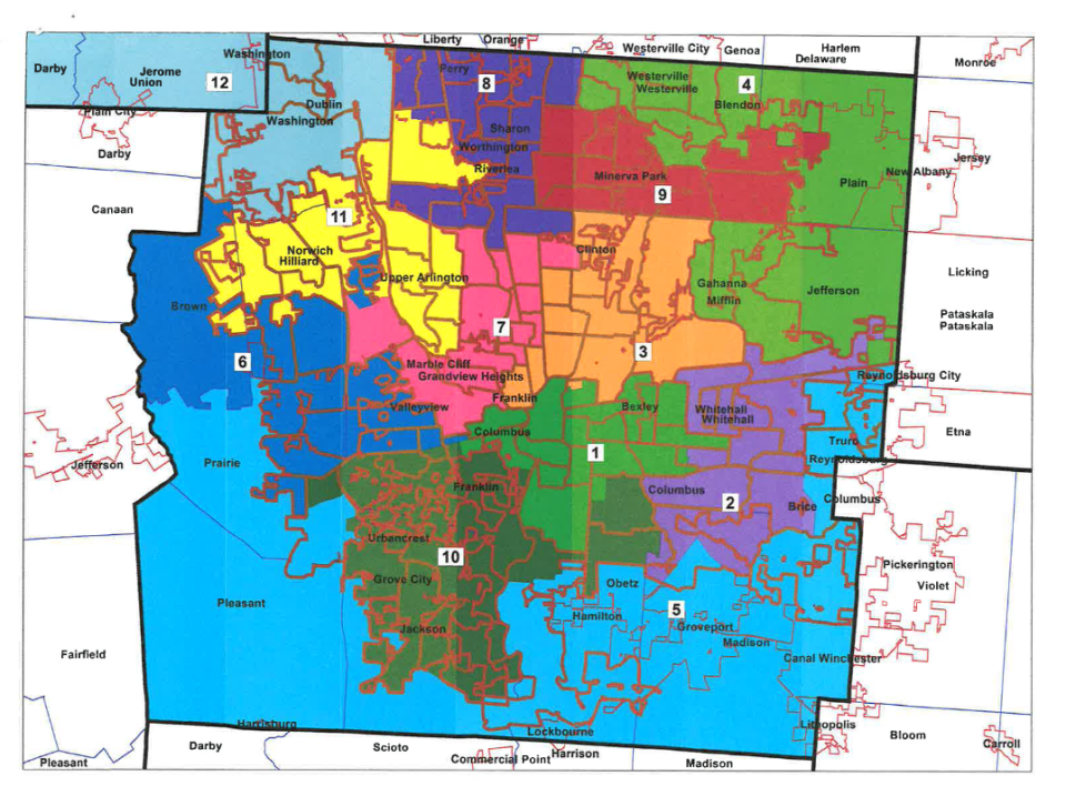 GOP map of proposed Ohio House districts in Franklin County
