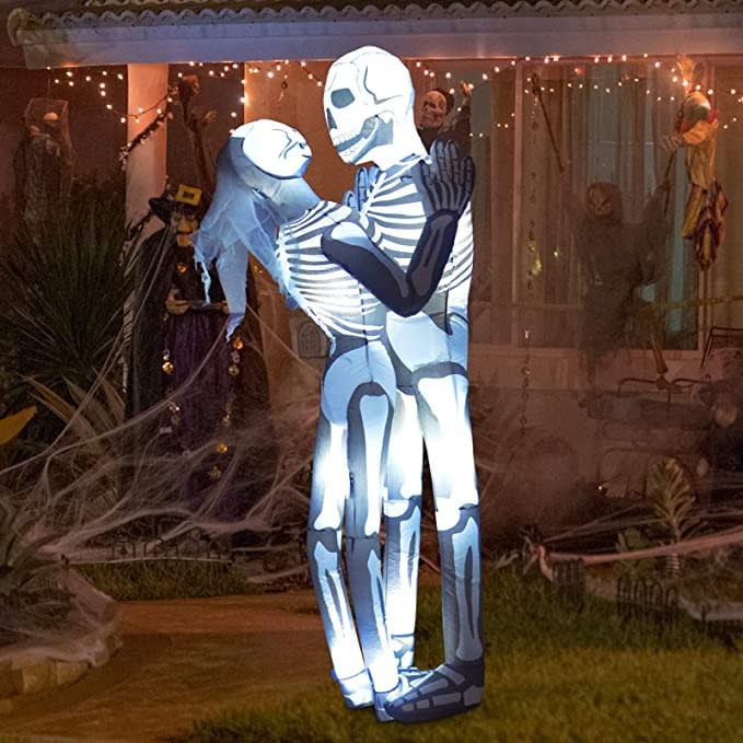 Goosh Halloween Inflatable two skeletons embracing