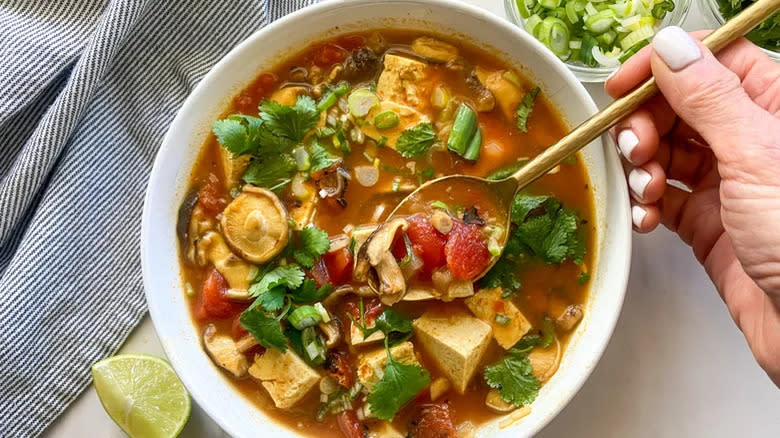 Bowl of tofu soup