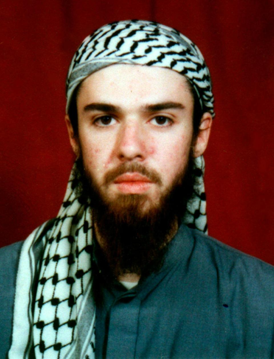 American John Walker Lindh is seen in this undated file photo obtained in Januaary 2002, from a religious school  in Bannu, Pakistan where he studied for five months. Lindh, the young Californian who became known as the American Taliban after he was captured by U.S. forces in the invasion of Afghanistan in late 2001, was freed in May 2019 after nearly two decades in prison.