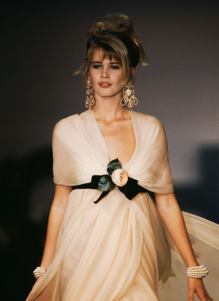 Claudia Schiffer walking Paris fashion event