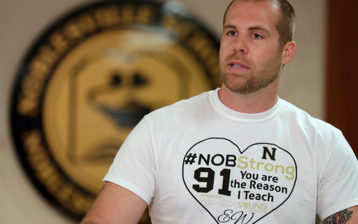 Jason Seaman, who tackled a gunman in his classroom - AP