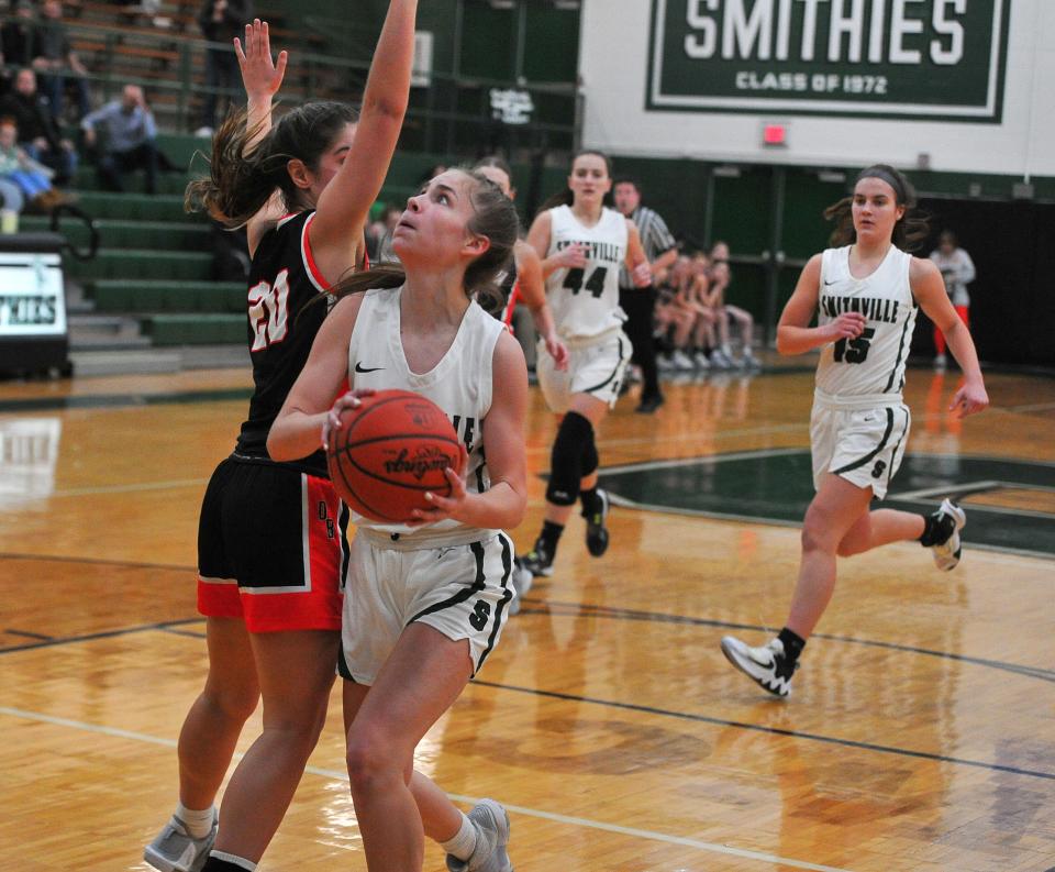 Smithville's Madi Singer looks to score.