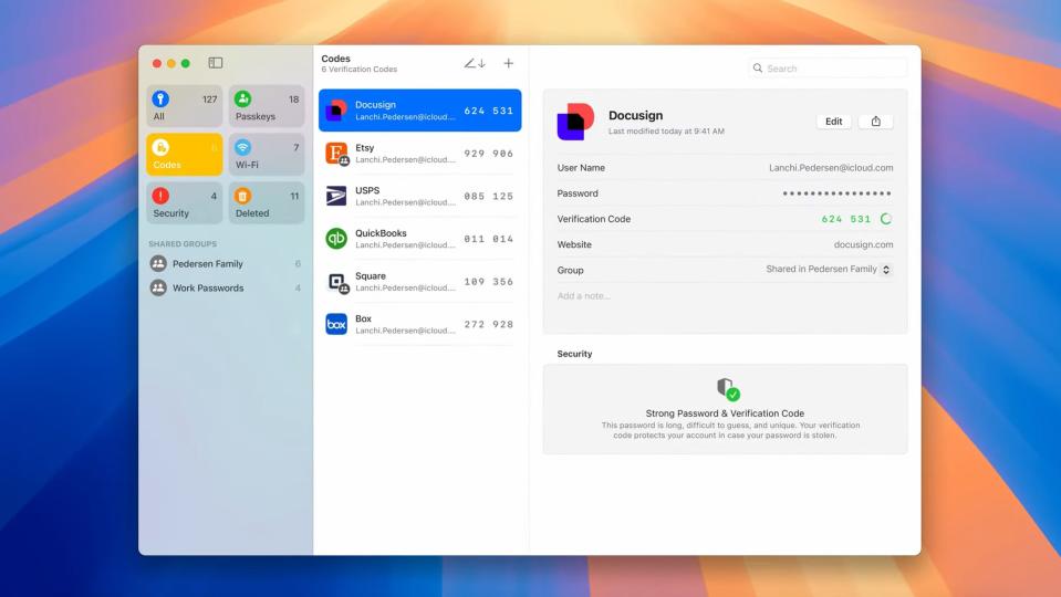 ios 18 password manager with authentication codes