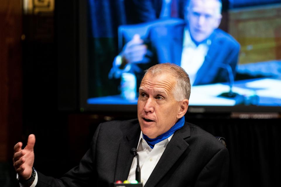 GOP Sen. Thom Tillis says people will remember the good life under President Trump in November -- and that will propel the both of them to victory.  (Photo: ERIN SCHAFF via Getty Images)