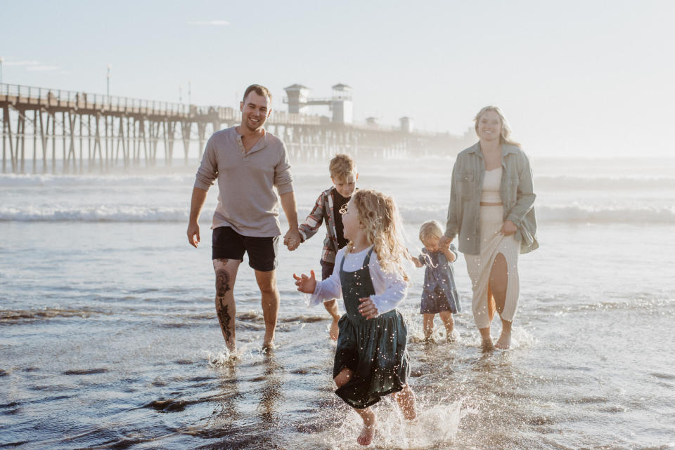 The author and her family at the beach