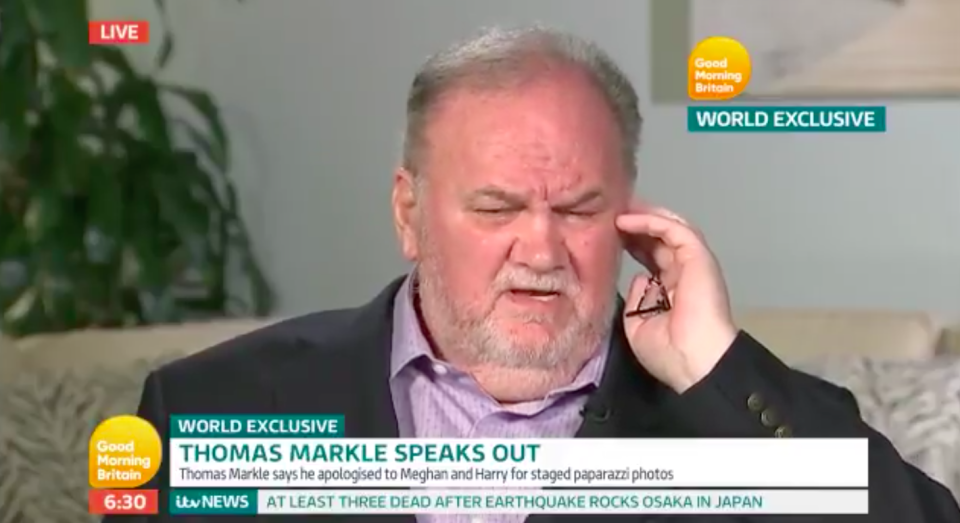 <em>Thomas Markle said he wanted to walk his daughter down the aisle (ITV/Good Morning Britain)</em>