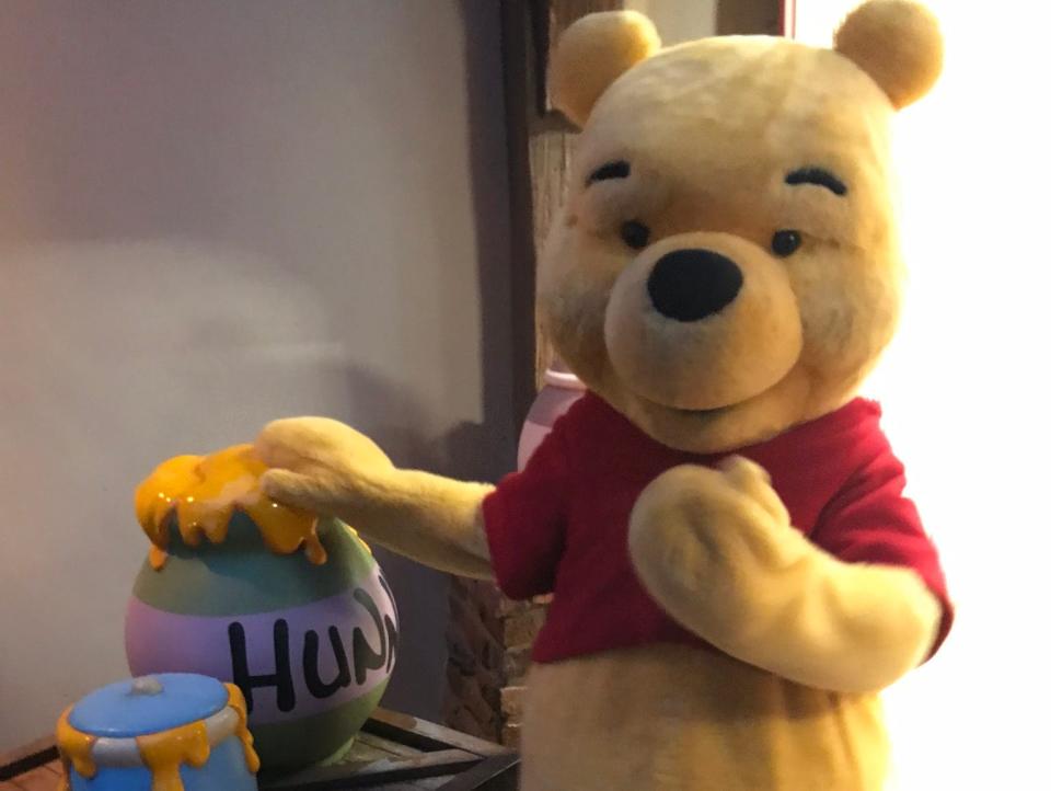 winnie the pooh standing at meet and greet spot in disney world