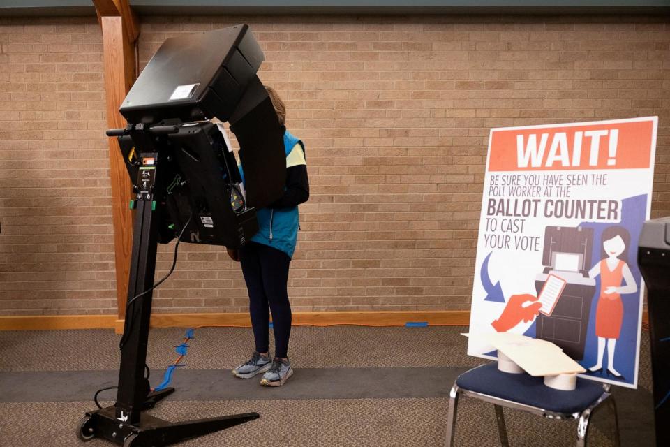 PHOTO: A voter fills out their ballot as voters in Ohio decide whether to enshrine abortion protections into the state constitution, in Columbus, Ohio, Nov. 7, 2023. (Megan Jelinger/Reuters)