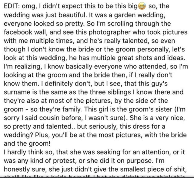 So tacky': Braless sister-in-law roasted over wedding outfit