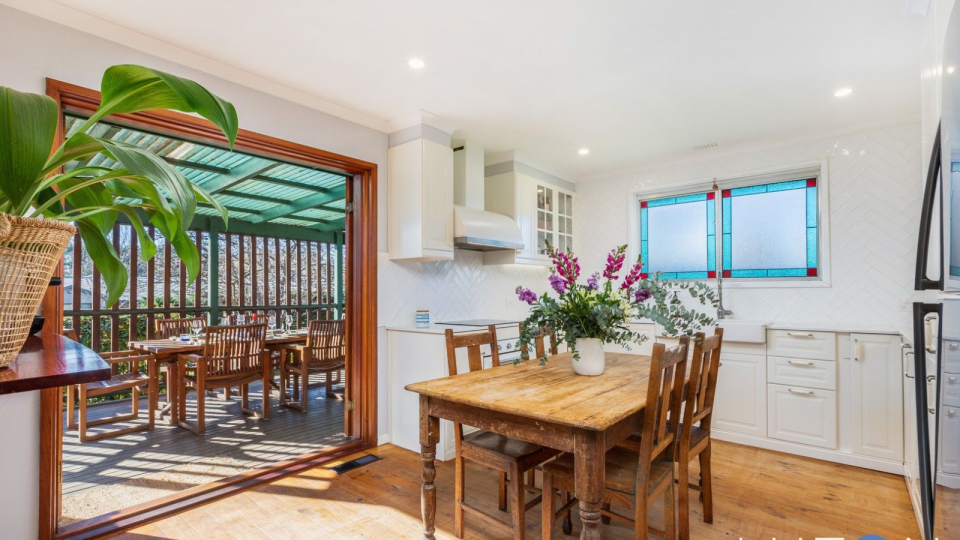 The dining room of the property for sale in Canberra.