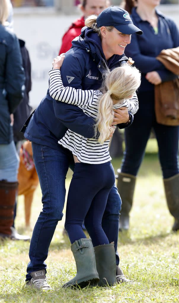 Zara Tindall hugging Savannah Phillips