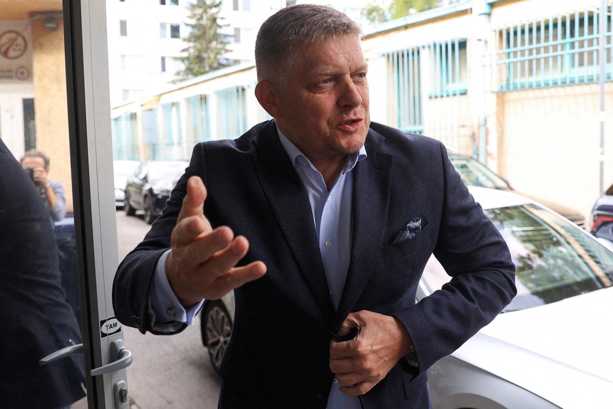 SMER-SSD party leader Robert Fico arrives to the party’s headquarters after the country’s early parliamentary elections (REUTERS)