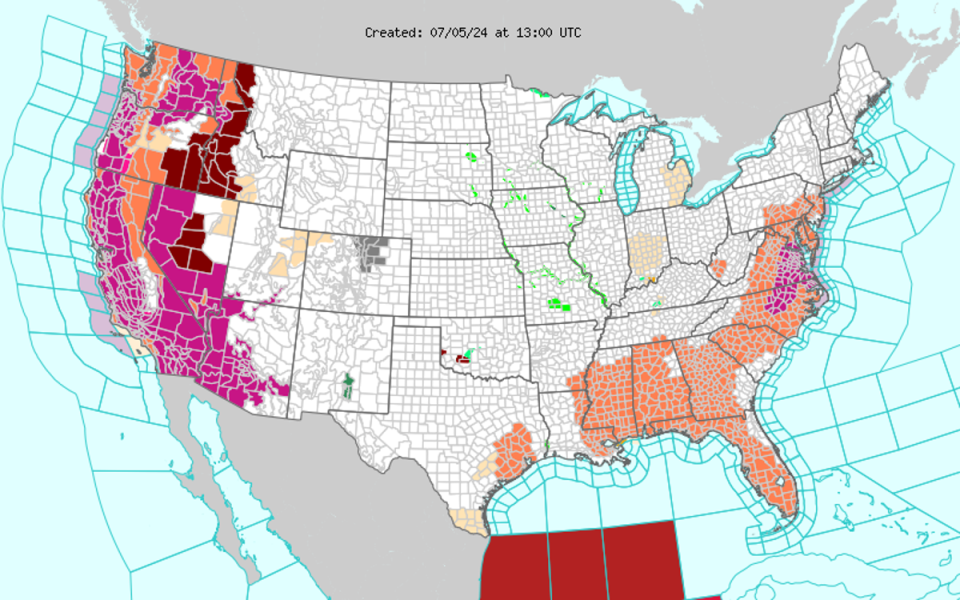 A heatwave plagues the western states into the Fourth of July holiday weekend (NWS)