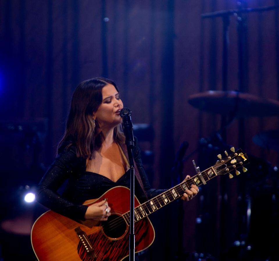 Maren Morris performs at Bridgestone in Nashville , Tenn., Friday, Dec. 2, 2022.