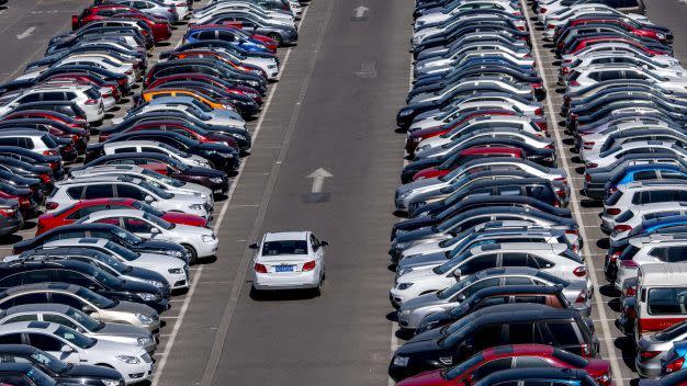 parking lot full of cars