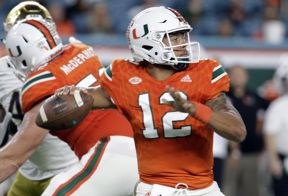 Miami quarterback Malik Rosier (12) needs to be at the top of his game against Clemson. (AP Photo/Lynne Sladky, File)