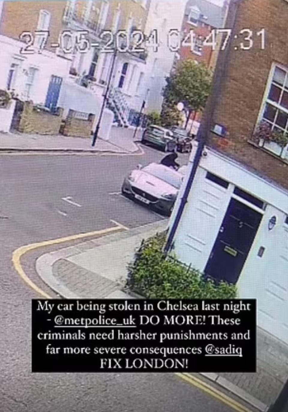 The former MIC star shared CCTV footage (Instagram/Harry Baron)