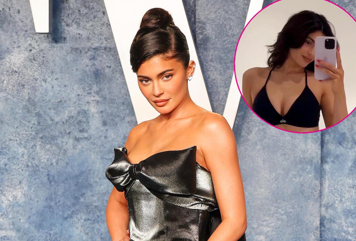 Kylie Jenner Shows Off Flawless Bod in Black Vinyl Bra